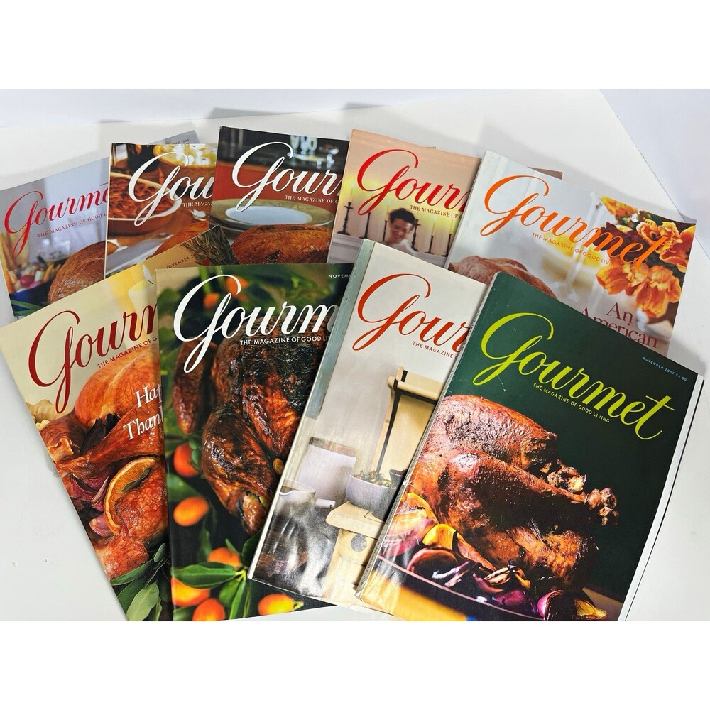 Gourmet Magazine November Thanksgiving Lot 9 Issues 1996-2007 Holiday Recipes